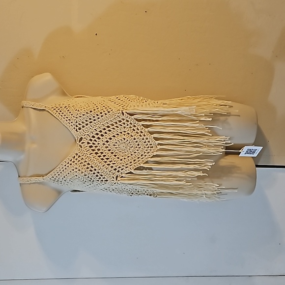 Hand Crafted Granny Square Crochet Top Summer Swimwear Beige Handmade Rhombus - Picture 16 of 17